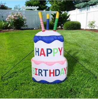 Sunnydaze Decor Sunnydaze 4 Foot Self Inflatable Blow Up Happy Birthday Cake Outdoor Lawn Decoration with LED Lights