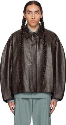 LE17SEPTEMBRE Brown Buttoned Faux-Leather Jacket