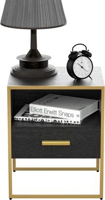 Siavonce Update Modern Nightstand with 1 Drawers Black