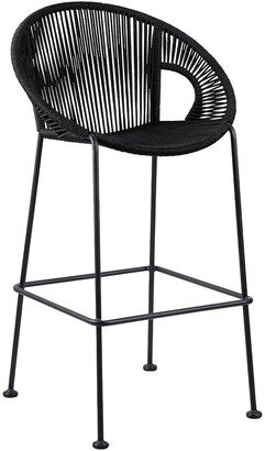 Acapulco 26In Indoor Outdoor Steel Bar Stool With Black Rope