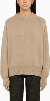 Sand wool crew-neck sweater