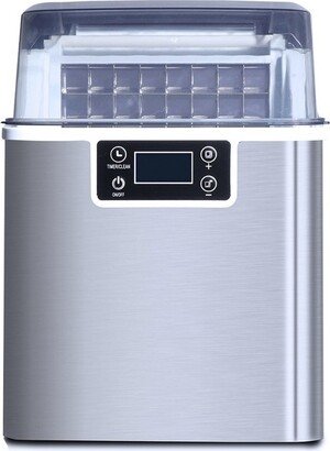 WANDOR 44 Pound 1 Gallon Stainless Steel Freestanding Countertop Self Cleaning Clear Ice Maker with Ice Scoop and Digital Display