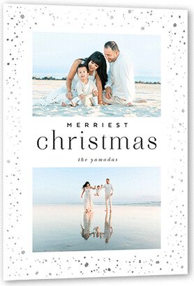 Holiday Cards: Modern Foil Border Holiday Card, White, Silver Foil, 5X7, Christmas, Luxe Double-Thick Cardstock, Square