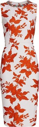 Anna Beaded Floral Midi-Dress