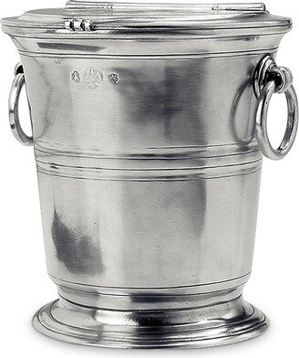 Pewter Lidded Ice Bucket & Tongs Set