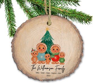 Gingerbread Family Ornament Of 3 4 5 6, Custom Ornament, New Baby Christmas Wooden