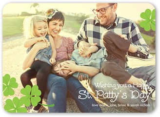 St. Patrick's Day Cards: Four Leaf Clovers St. Patrick's Day Card, Green, Matte, Signature Smooth Cardstock, Rounded
