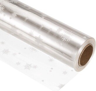 Unique Bargains Cellophane Wrap Wrapping Paper White Snow 98ft x 31in 3 Mil Thick, 1 Roll - Clear