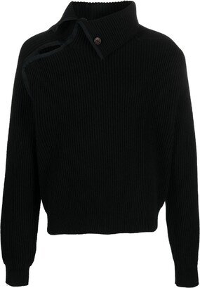 Asymmetric Ribbed-Knit Jumper