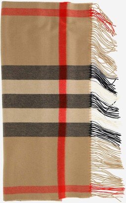 Large Cashmere Scarf With Check Pattern