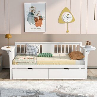 RASOO Solid Wood Twin Size Daybed with Drawers and Small Side Table