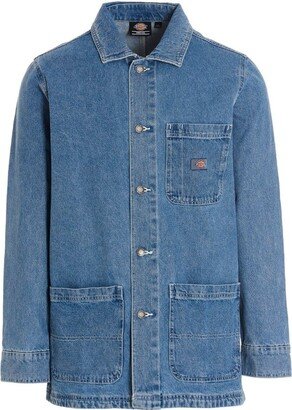 Logo Patch Buttoned Denim Jacket-AB