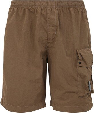 Lens-Detail Knee Length Swim Shorts