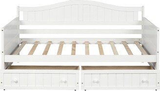 Twin Wooden Daybed with 2 drawers|White - Twin