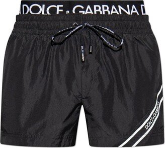 Logo Waistband Swim Shorts-AA