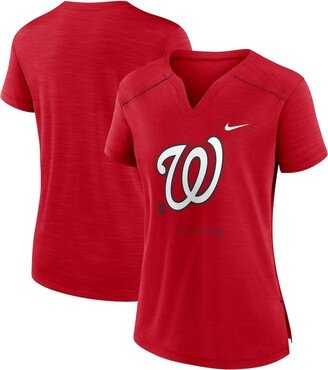 Women's Red Washington Nationals Pure Pride Boxy Performance Notch Neck T-shirt