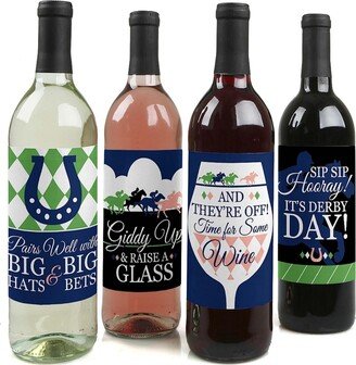 Big Dot Of Happiness Kentucky Horse Derby - Horse Race Party Decor - Wine Bottle Label Stickers 4 Ct