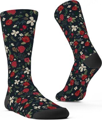 Socks: Fancy Winter - Navy Background Custom Socks, Black