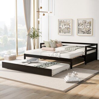 TOSWIN Twin or Double Twin Daybed with Trundle, Multifunctional Bedframe