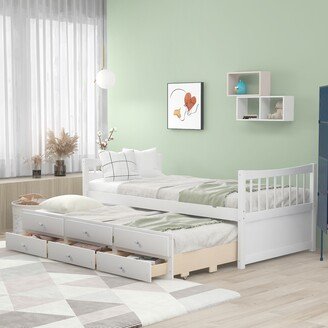 EKAR Twin Size, Daybed with Trundle and Drawers