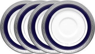 Crestwood Cobalt Platinum Set of 4 Saucers, Service For 4