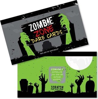 Big Dot of Happiness Zombie Zone - Halloween or Birthday Zombie Crawl Party Game Scratch Off Dare Cards - 22 Count