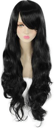 Unique Bargains Curly Wig Wigs for Women 31 Black with Wig Cap