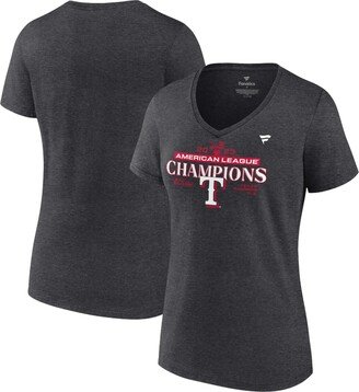 Women's Branded Heather Charcoal Texas Rangers 2023 American League Champions Locker Room V-Neck T-shirt