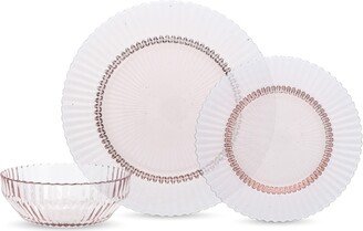 Archie 12-Piece Pink Dinnerware Set