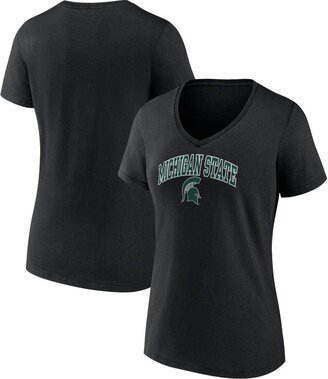 Women's Branded Black Michigan State Spartans Evergreen Campus V-Neck T-shirt