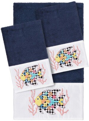 Feliz 3-Piece Embellished Towel - Midnight Blue-AA
