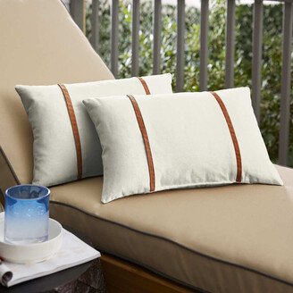 Humble and Haute Sunbrella Canvas Natural / Rust Flange Indoor/ Outdoor Pillows, Set of 2