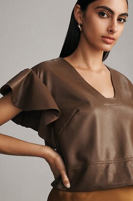 Cropped Ruffle-Sleeve Blouse