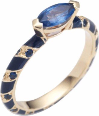 14kt yellow gold Memphis Candy sapphire ring