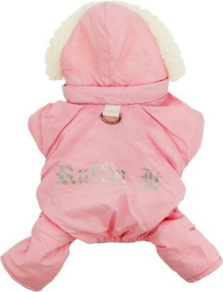 DOGGIE DESIGN Pink Ruffin It Dog Snowsuit - Large (L)