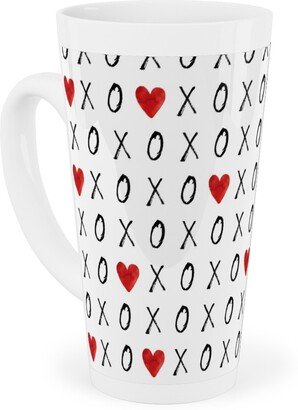 Mugs: Mini Xoxo With Hearts - White Tall Latte Mug, 17Oz, Red