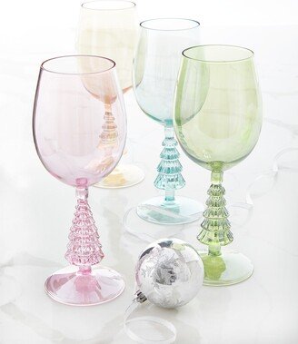 Christmas Tree Wine Glasses in Gift Box, Set of 4