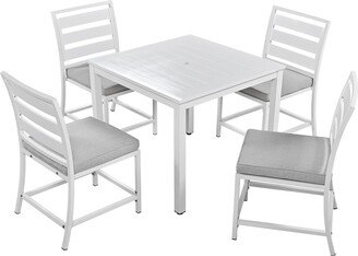 IGEMAN Outdoor Steel and Acacia Wood Four-Person Dining Table and Chairs Are Suitable For Courtyards, Balconies, Lawns