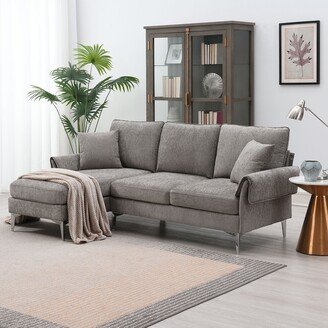 BESTCOSTY 84 Sectional Sofa with Reversible Chaise Lounge and 2 Pillows