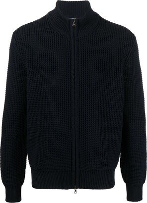 Bird's Eye Knit Zip-Fastening Cardigan