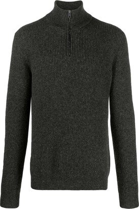 Half-Zip Ribbed-Knit Jumper-AB