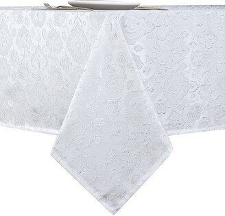 Kate Aurora Regency Collection Raised Jacquard Damask Fabric Tablecloth - 54 in. W x 84 in. L (6-8 Chairs), White