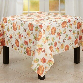 Saro Lifestyle Fall Tablecloth With Pumpkin Design, Orange,