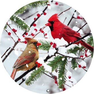 8In Metal Cardinal Sign Snowy Branch