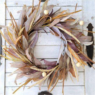 Eucalyptus Wreath Fall-Autumn Wreath-Fall Leaf Wreaths For Front Door-Fall Wreath-Neutral Autumn