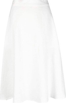 High-Waist Linen Midi Skirt