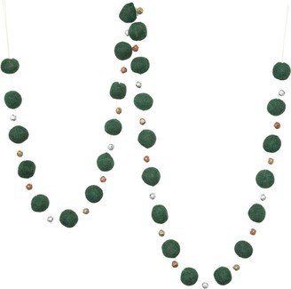 Wool Felt Ball Garland with Bells