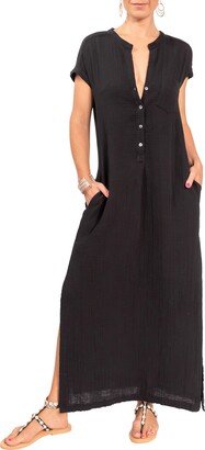 Stacey Split Neck Cotton Caftan