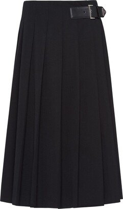 Pleated Wool Midi Skirt-AB