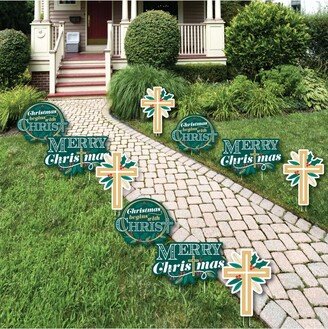 Big Dot Of Happiness Religious Christmas - Lawn Decor Outdoor Merry Christmas Cross Yard Decor 10 Pc